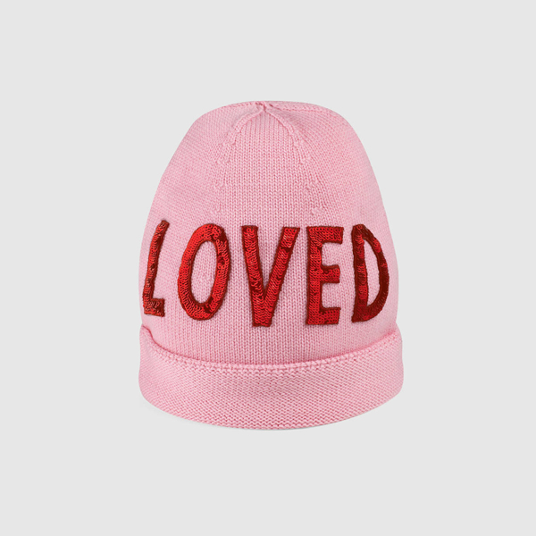 18AW【グッチスーパーコピー】スパンコール "Loved" ウールハット ビーニー